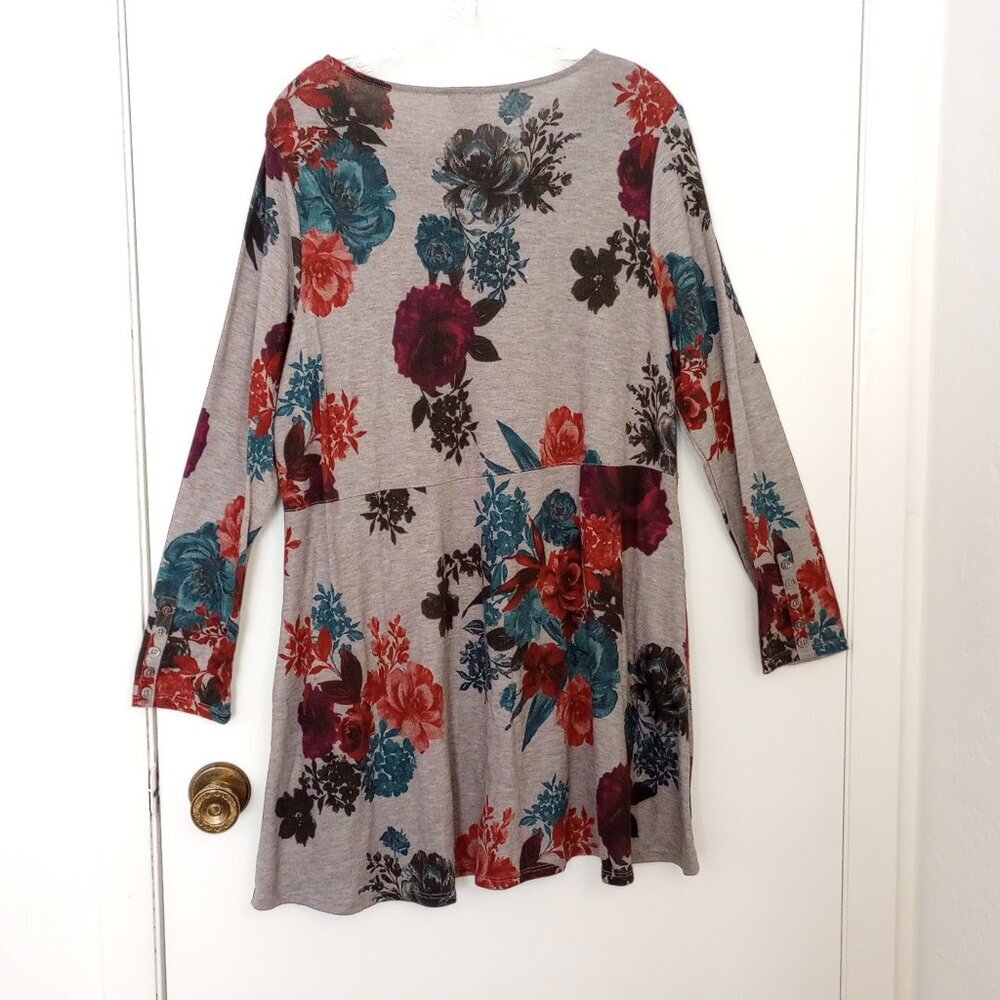 Chico's Rose-Print Button-Sleeve Knit Tunic Top - image 6